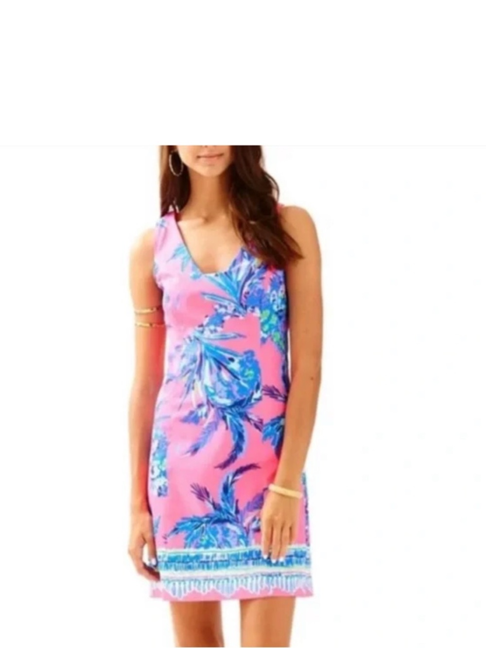 Lilly Pulitzer Pink and Blue Shift Neon Floral Tropical Punch Dress - Size 2.